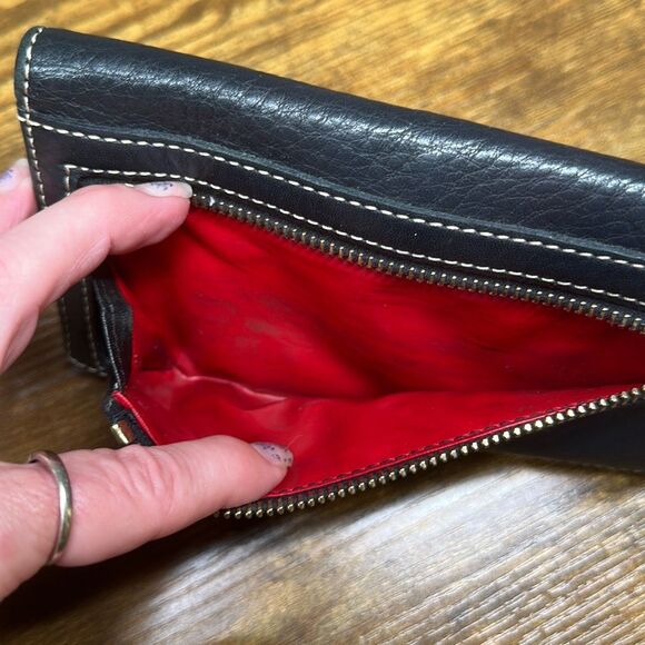 Dooney Bourke Dillen Black Leather Checkbook Clutch Large Wallet Vintage Retro - Picture 4 of 11